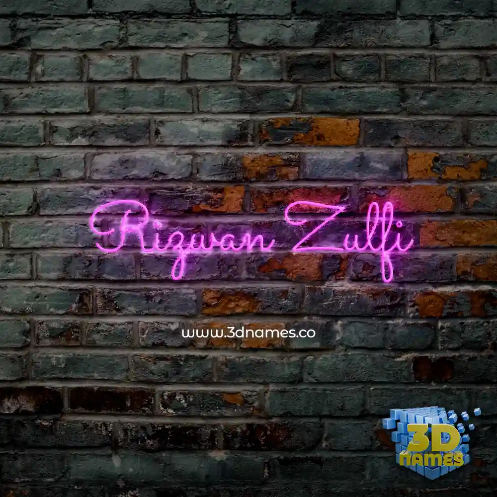 rizwan zulfi in Pink Neon style - 3D name wallpaper
