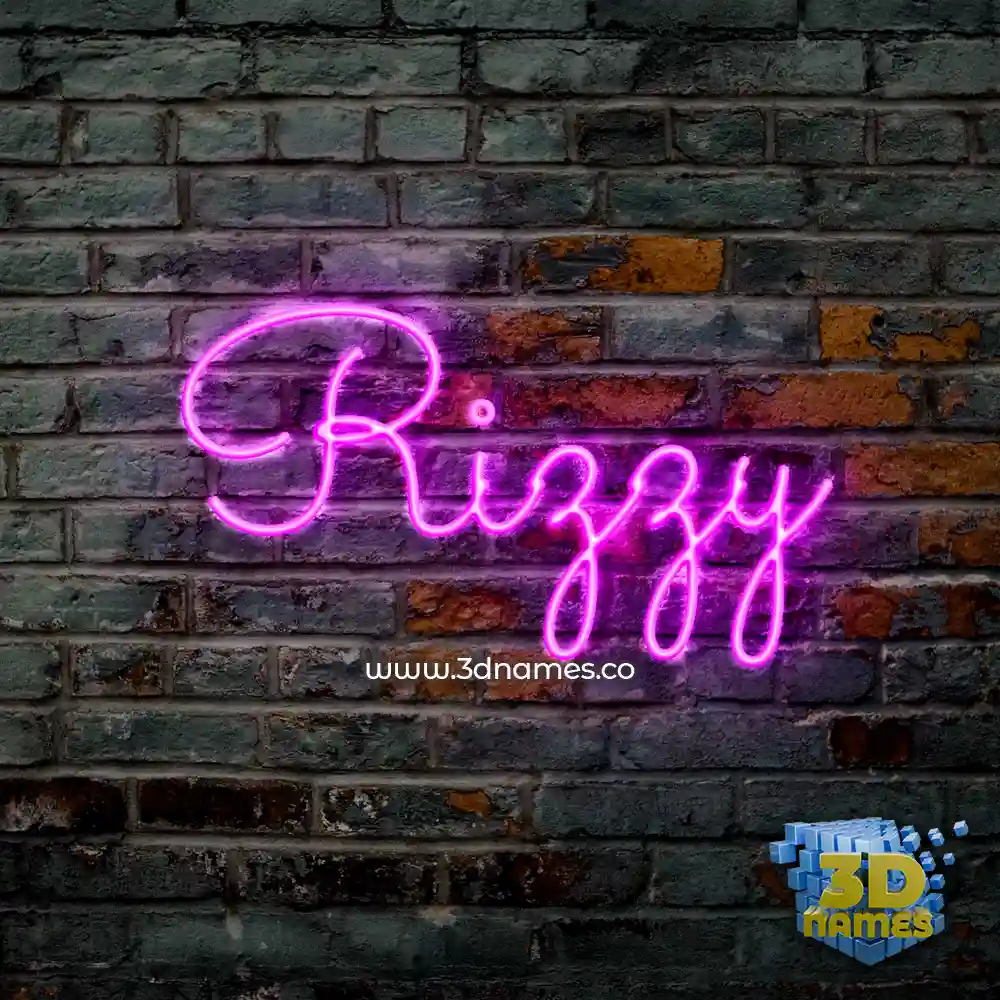 rizzy in Pink Neon style - 3D name wallpaper