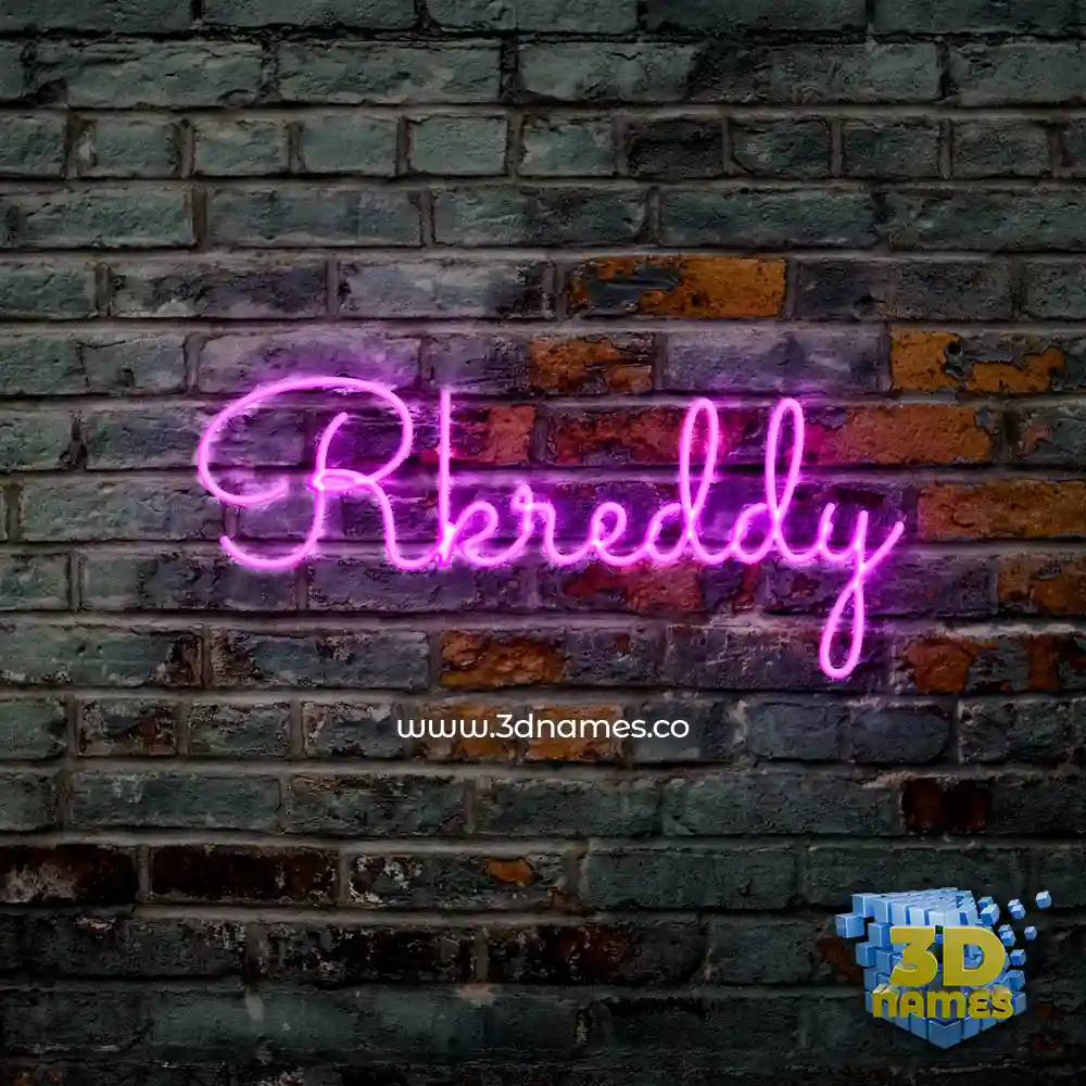 rkreddy in Pink Neon style - 3D name wallpaper