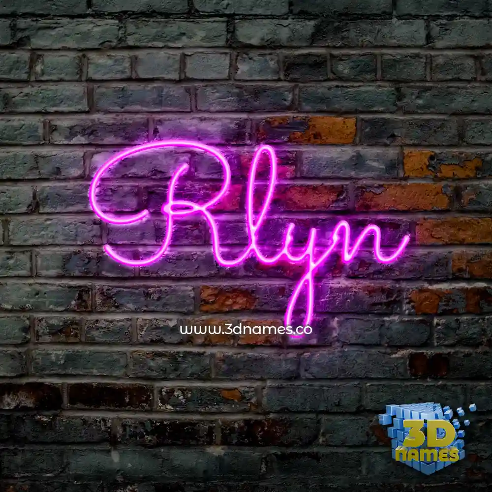 rlyn in Pink Neon style - 3D name wallpaper