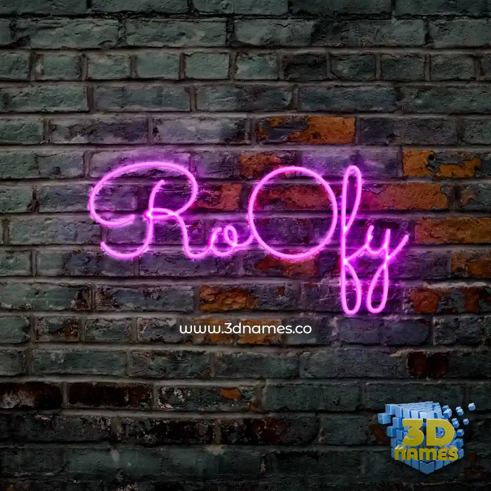 ro0fy in Pink Neon style - 3D name wallpaper