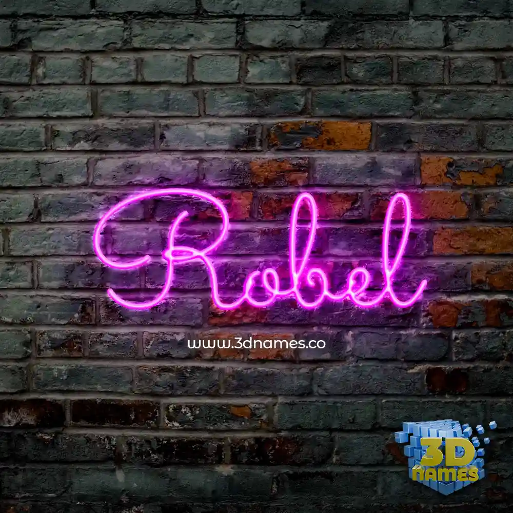 robel in Pink Neon style - 3D name wallpaper