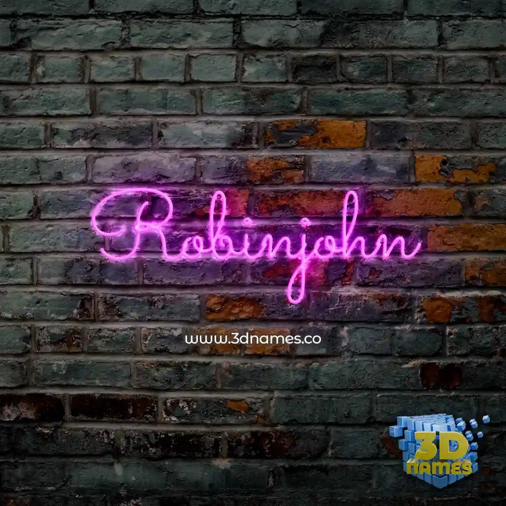 robinjohn in Pink Neon style - 3D name wallpaper