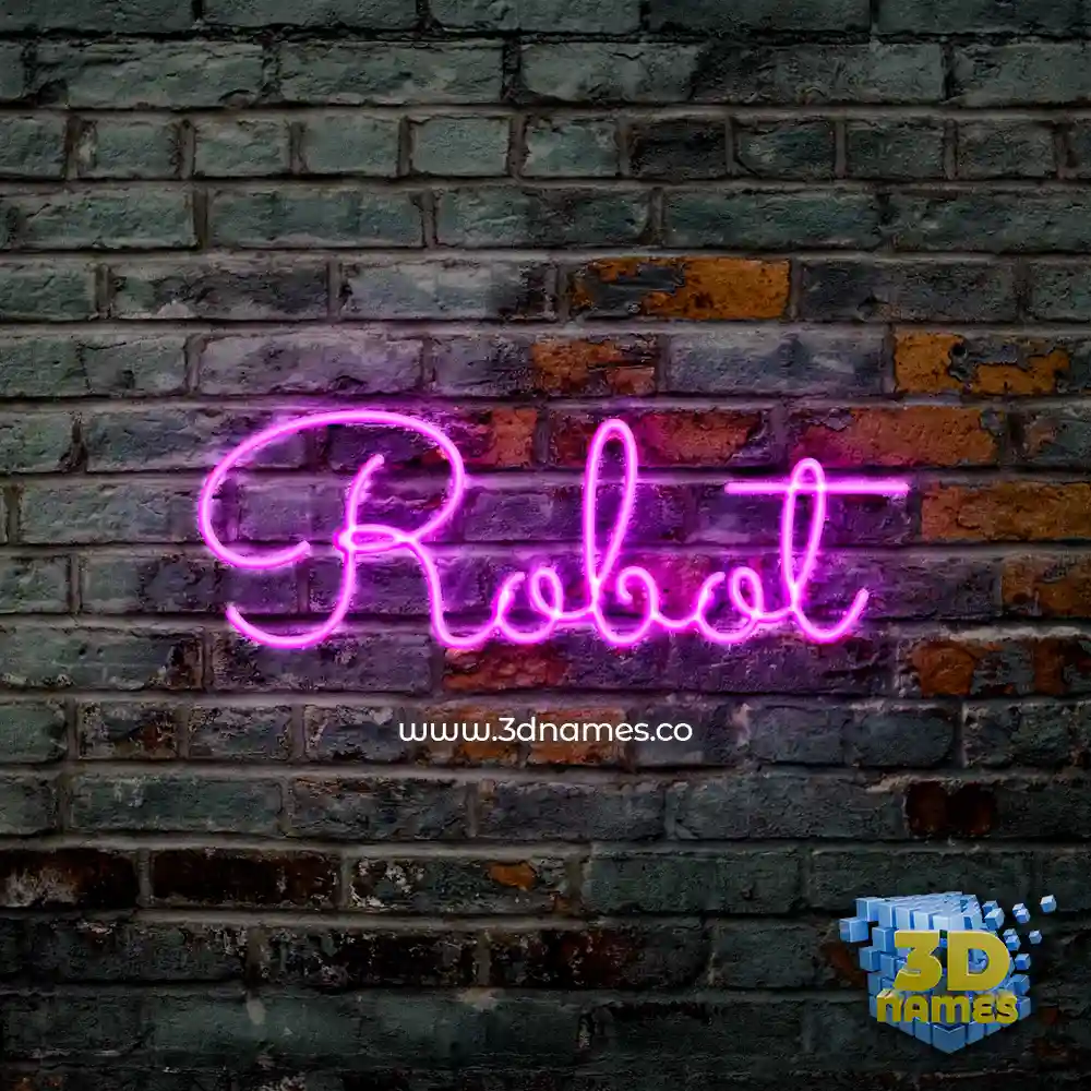 robot in Pink Neon style - 3D name wallpaper