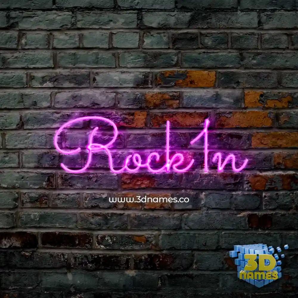 rock1n in Pink Neon style - 3D name wallpaper