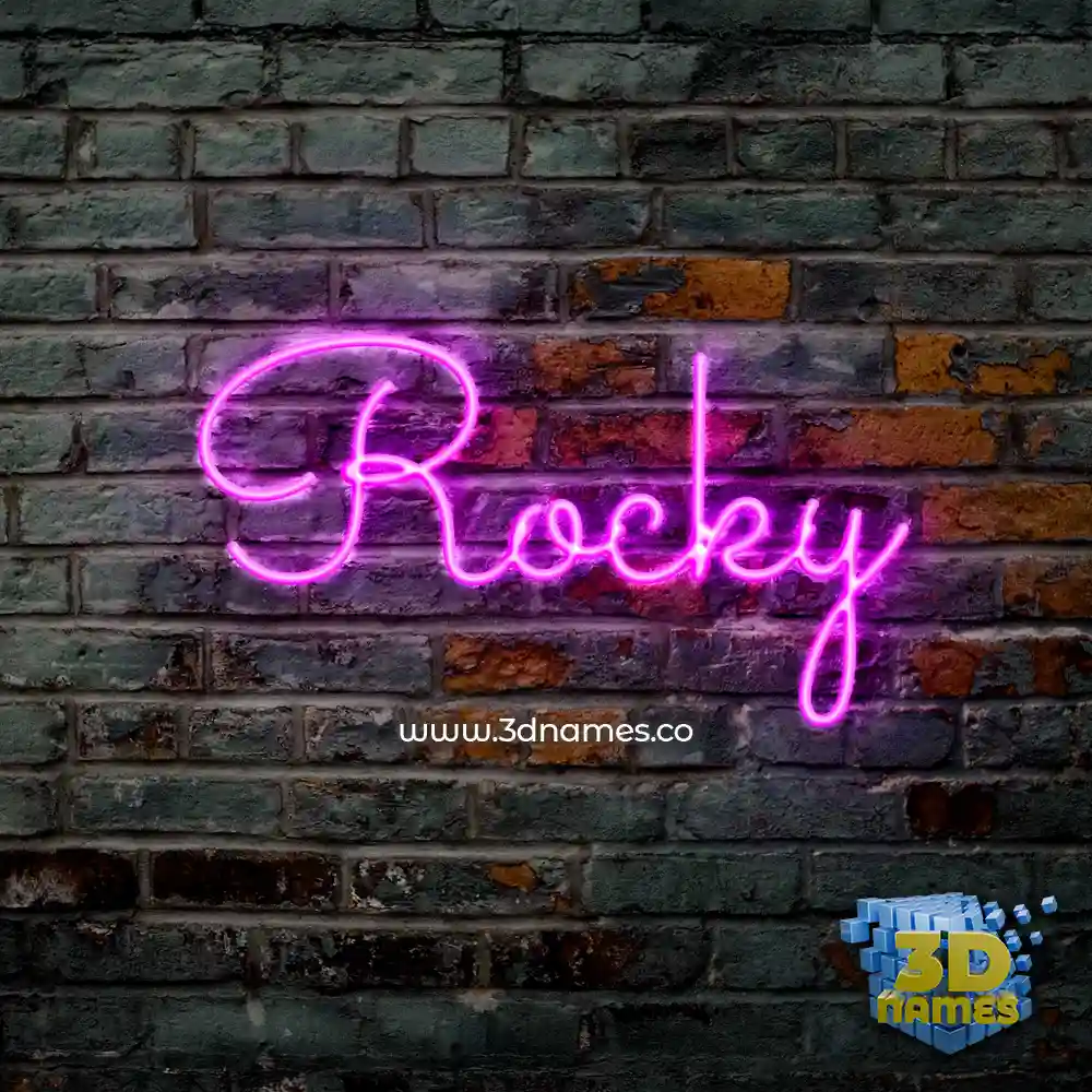 rocky in Pink Neon style - 3D name wallpaper