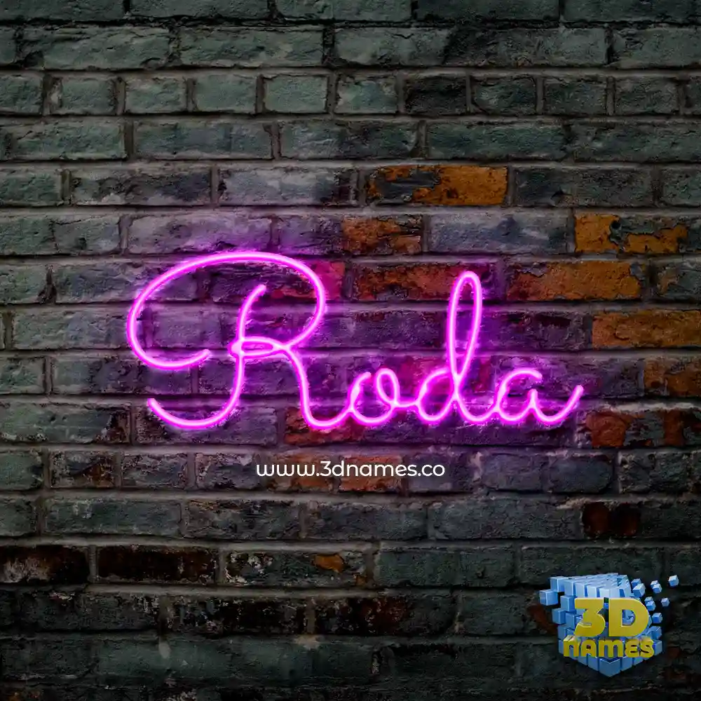 roda in Pink Neon style - 3D name wallpaper