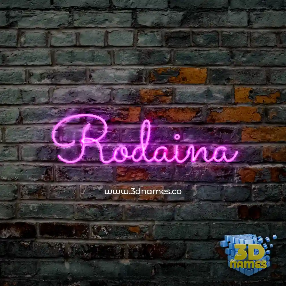 rodaina in Pink Neon style - 3D name wallpaper