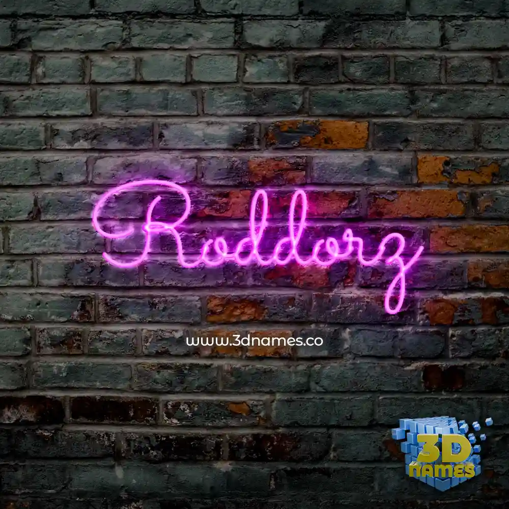 roddorz in Pink Neon style - 3D name wallpaper