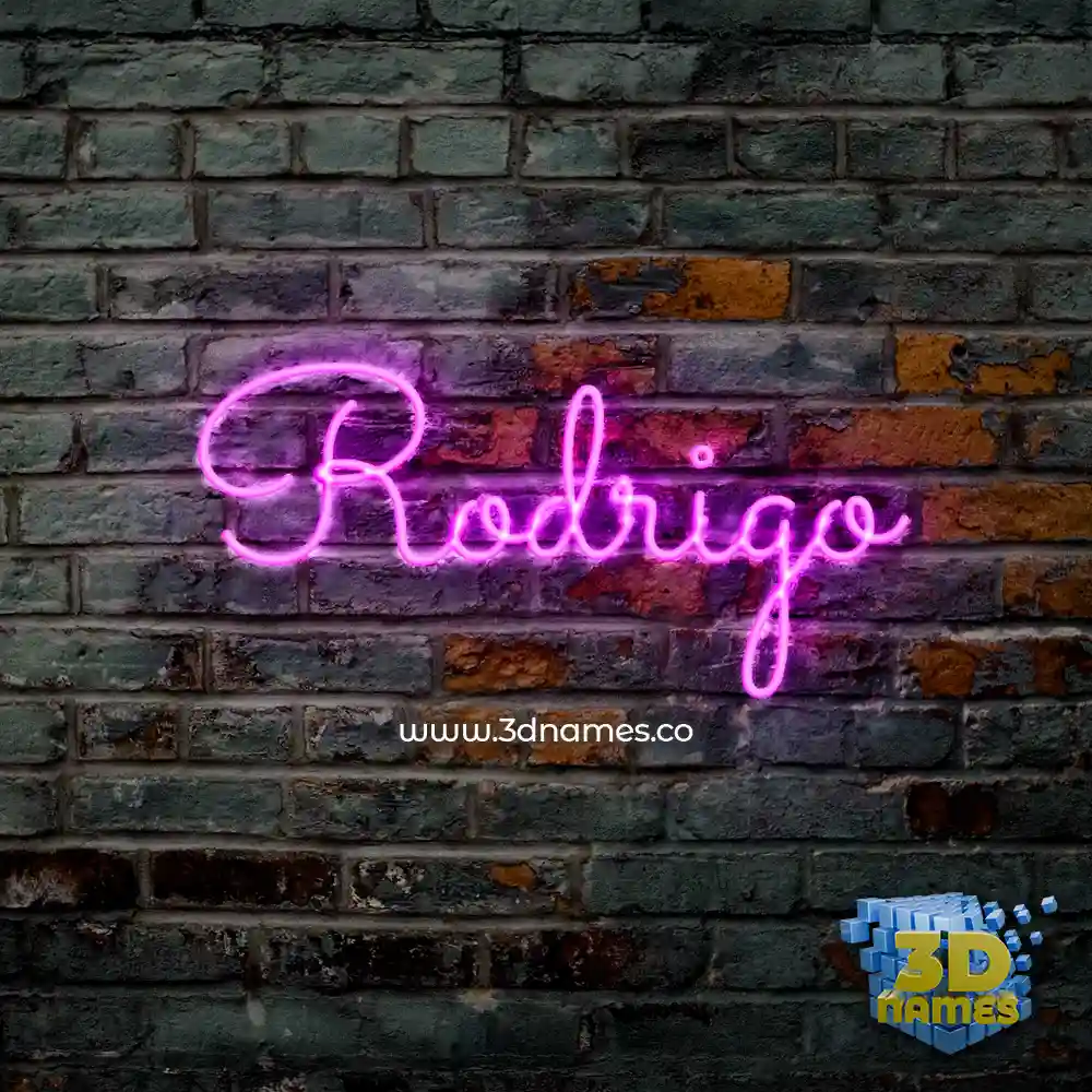 rodrigo in Pink Neon style - 3D name wallpaper