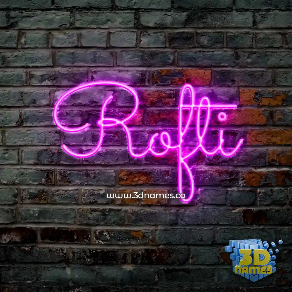 rofti in Pink Neon style - 3D name wallpaper