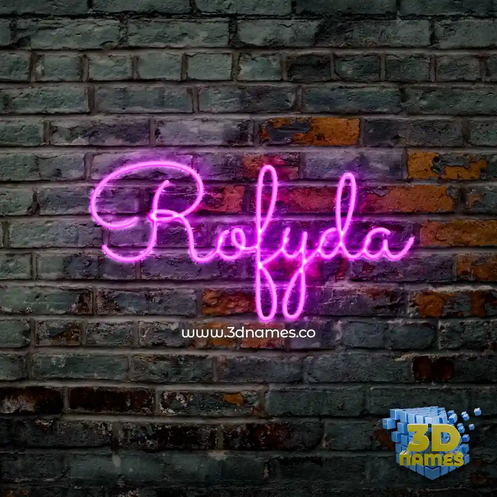 rofyda in Pink Neon style - 3D name wallpaper