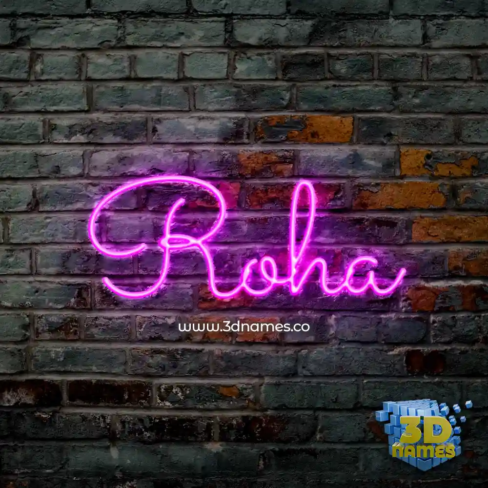 roha in Pink Neon style - 3D name wallpaper