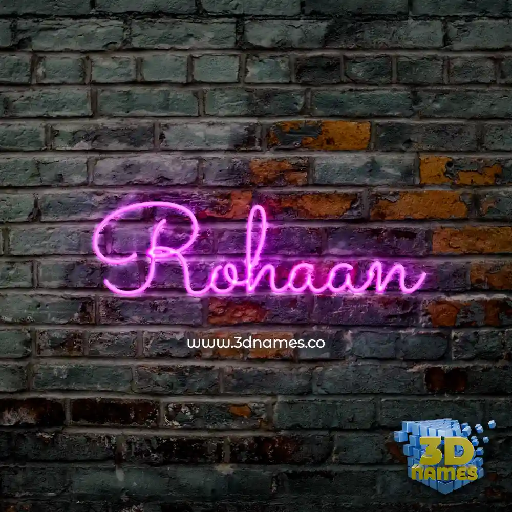 rohaan in Pink Neon style - 3D name wallpaper
