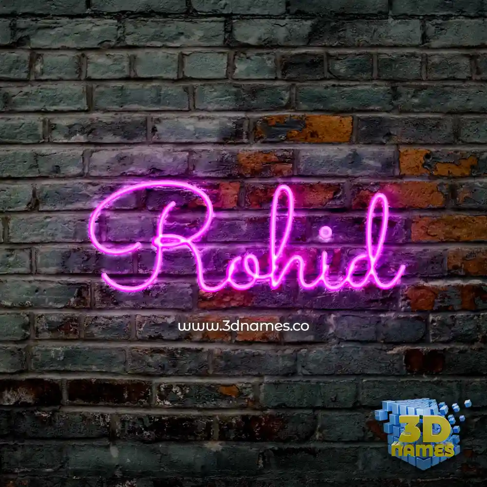 rohid in Pink Neon style - 3D name wallpaper