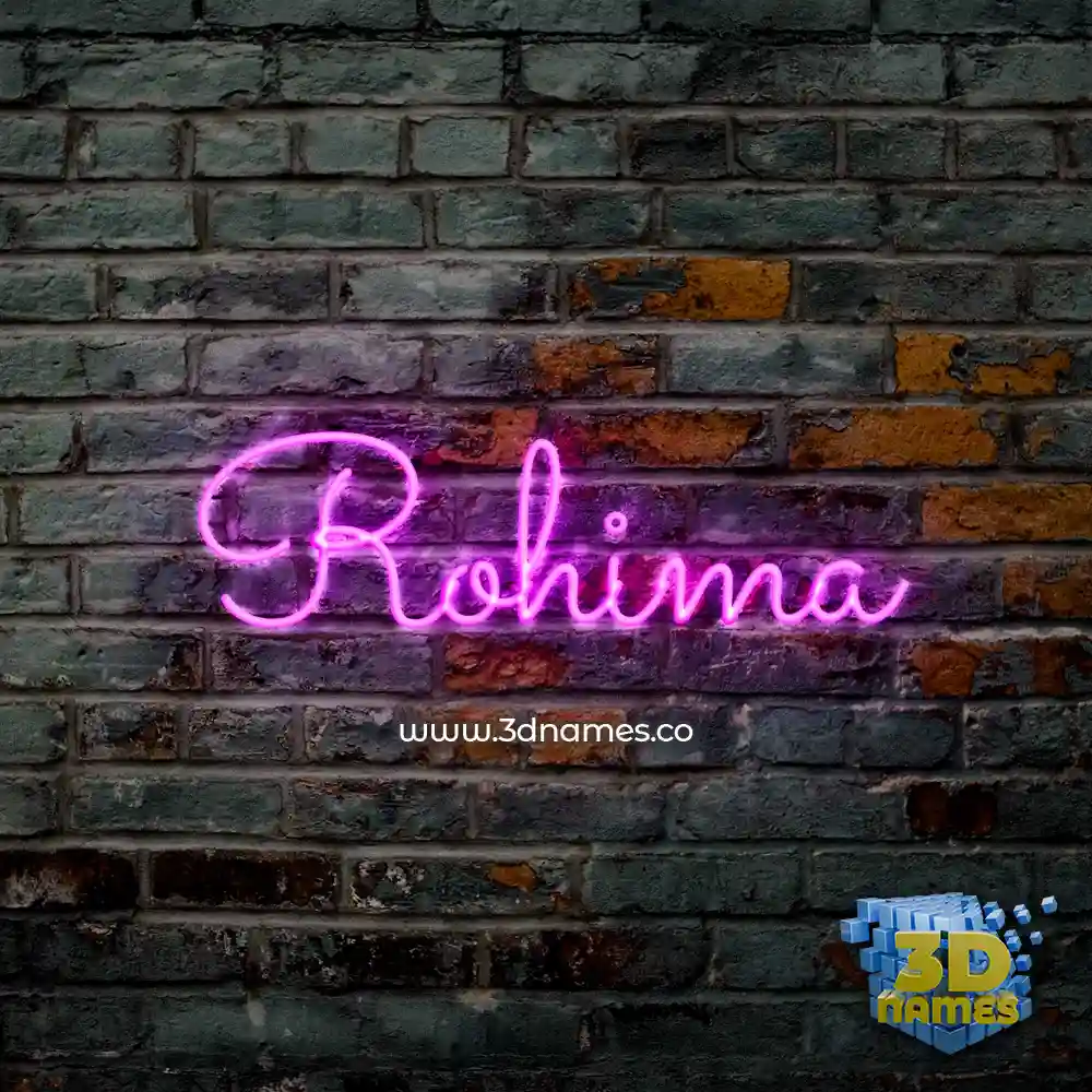 rohima in Pink Neon style - 3D name wallpaper