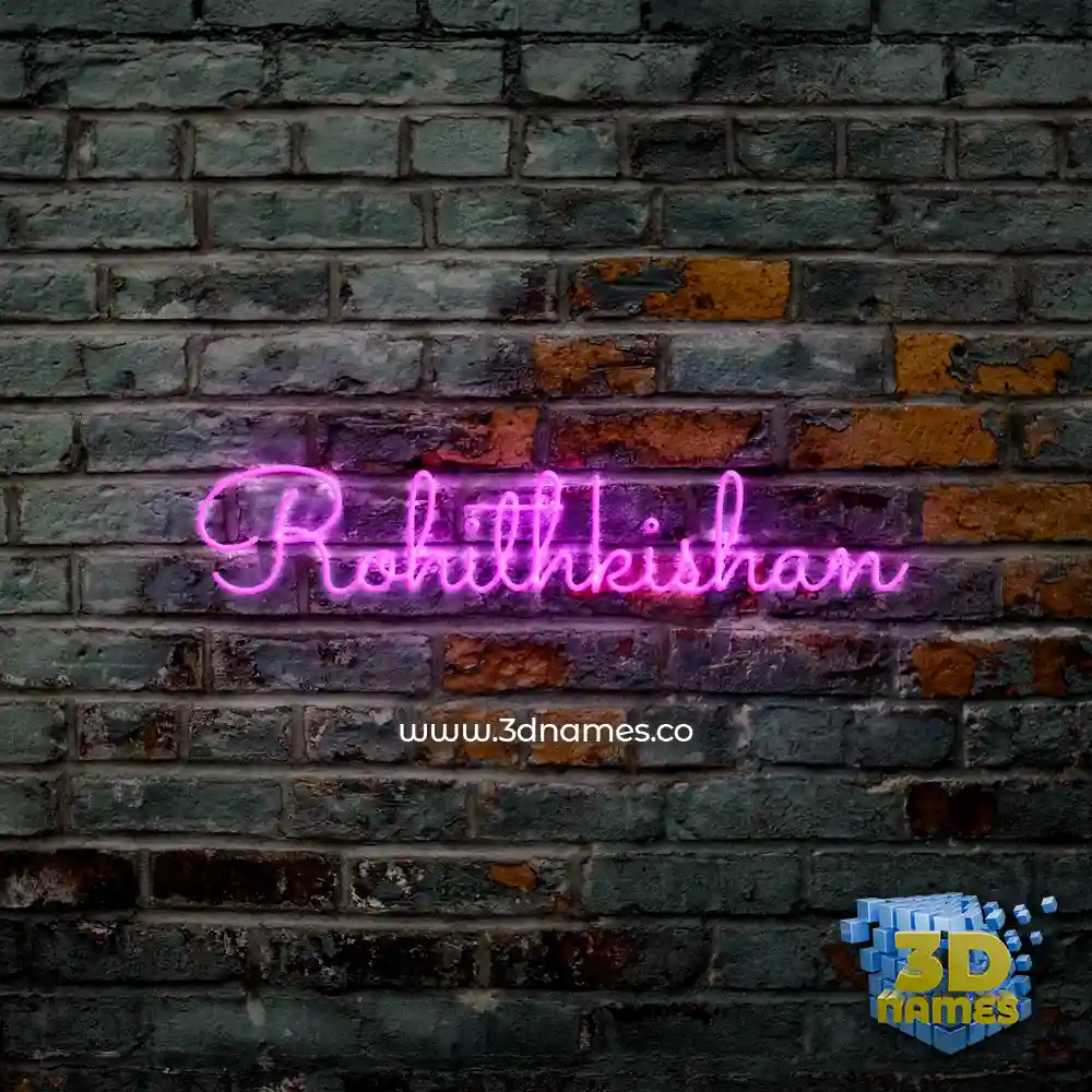 rohithkishan in Pink Neon style - 3D name wallpaper