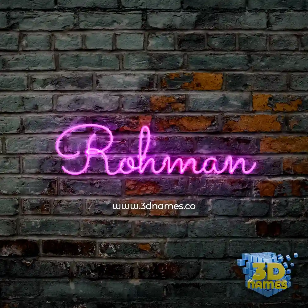 rohman in Pink Neon style - 3D name wallpaper
