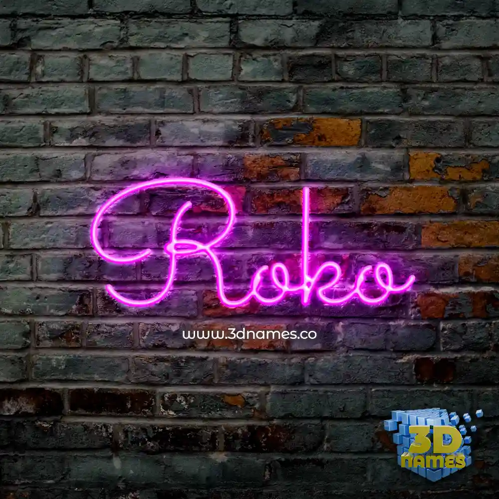 roko in Pink Neon style - 3D name wallpaper