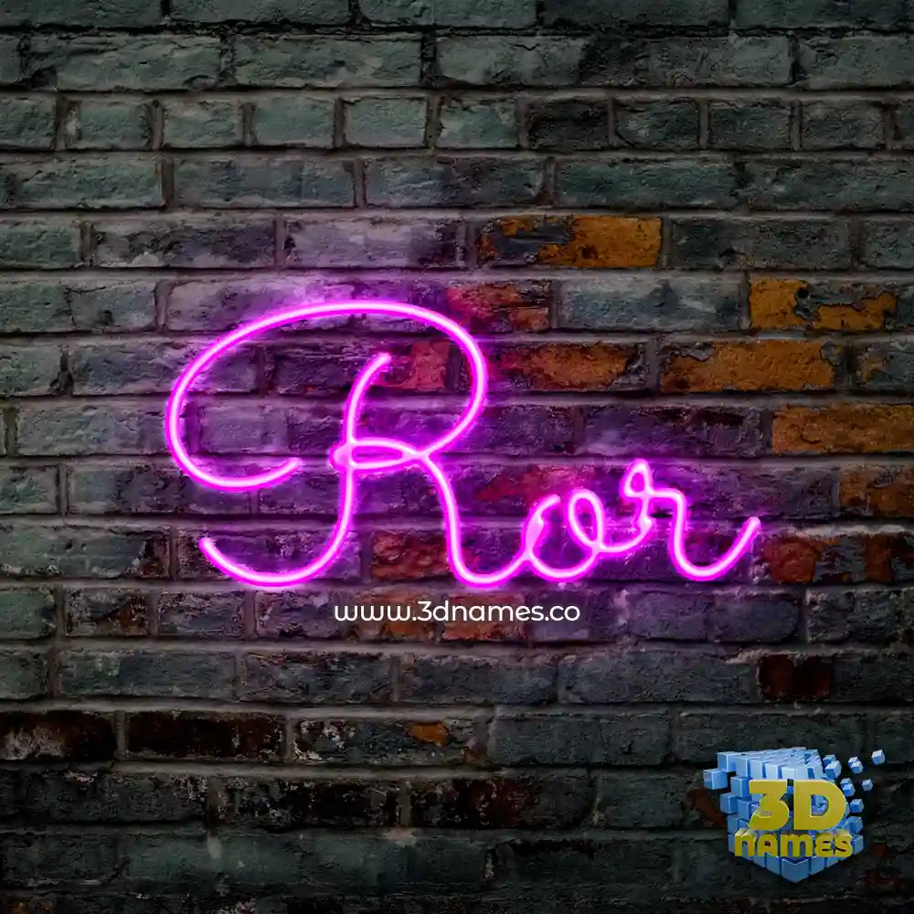 ror in Pink Neon style - 3D name wallpaper