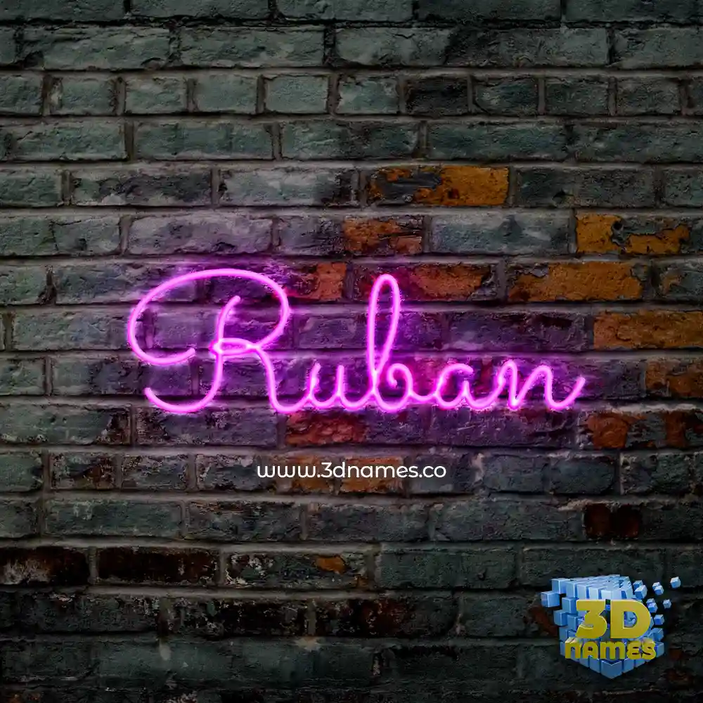 ruban in Pink Neon style - 3D name wallpaper