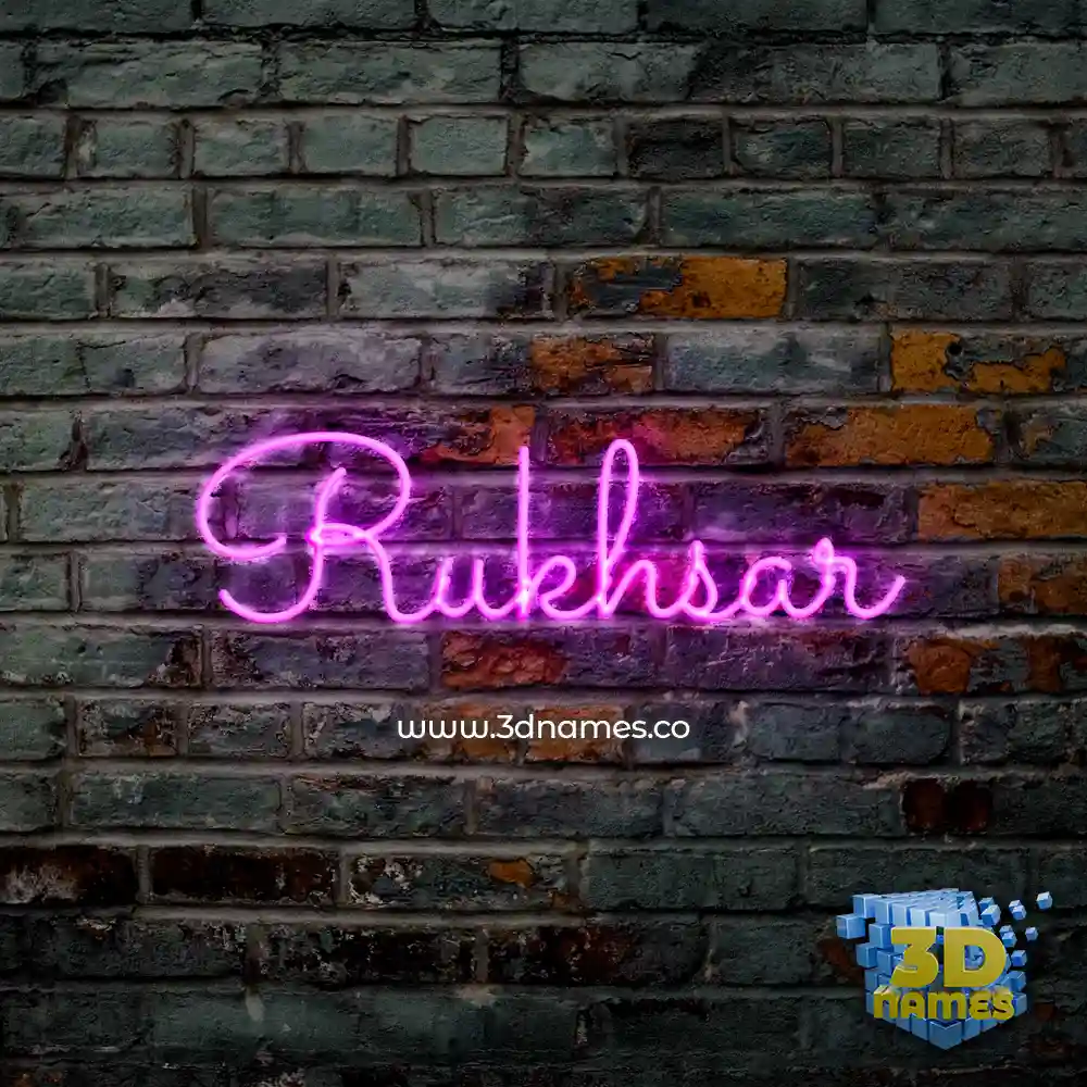 rukhsar in Pink Neon style - 3D name wallpaper