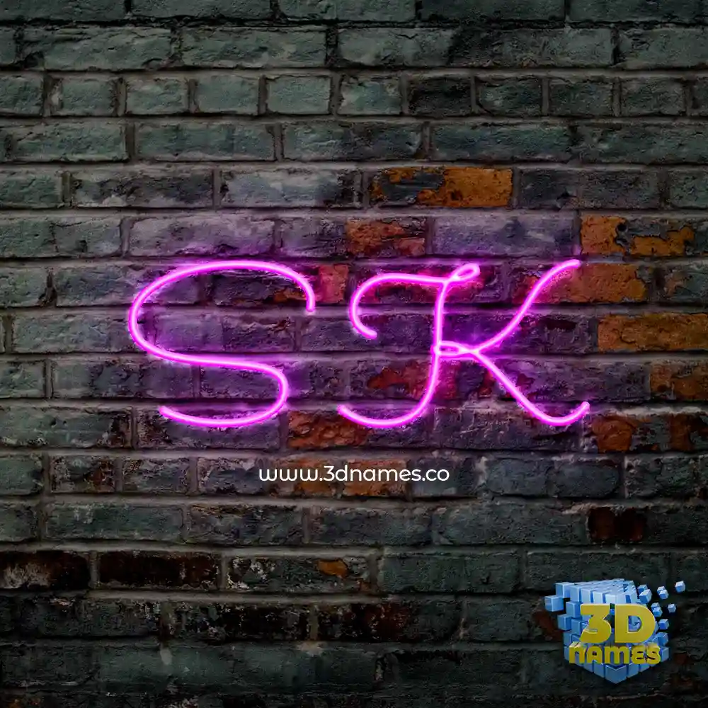 s k in Pink Neon style - 3D name wallpaper