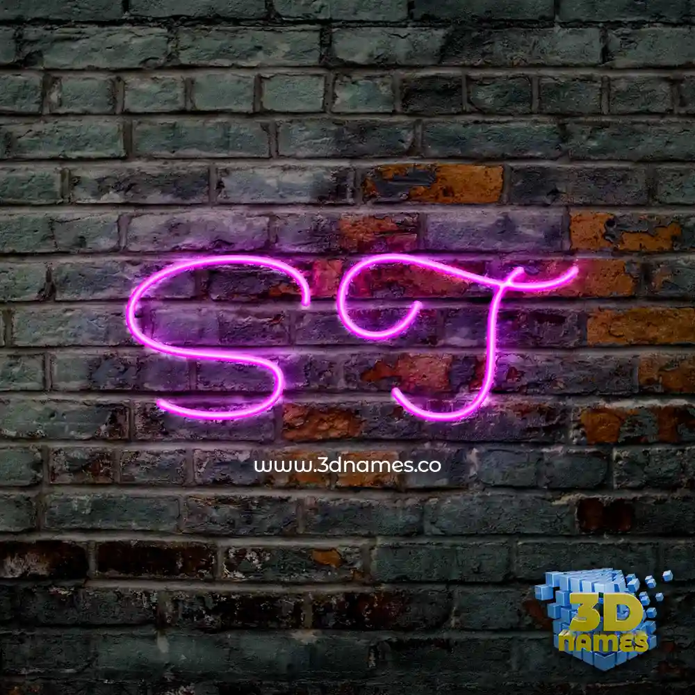 s t in Pink Neon style - 3D name wallpaper