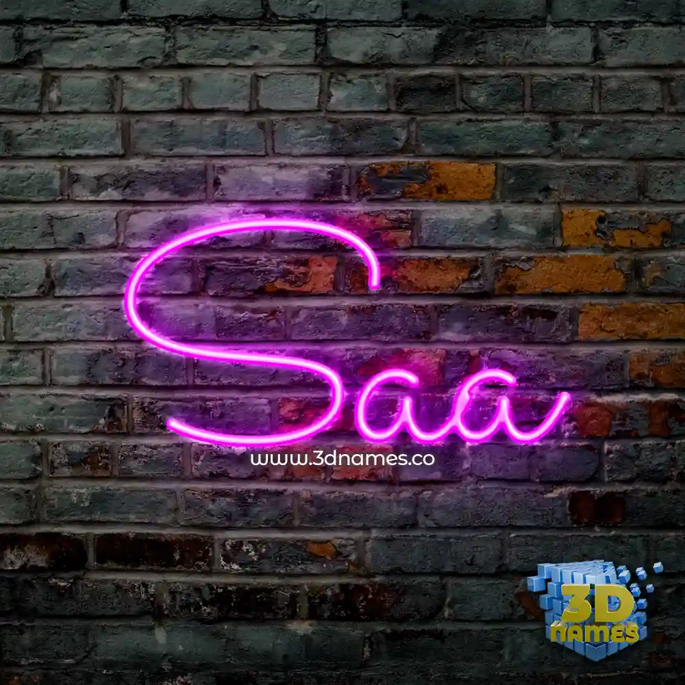 saa in Pink Neon style - 3D name wallpaper