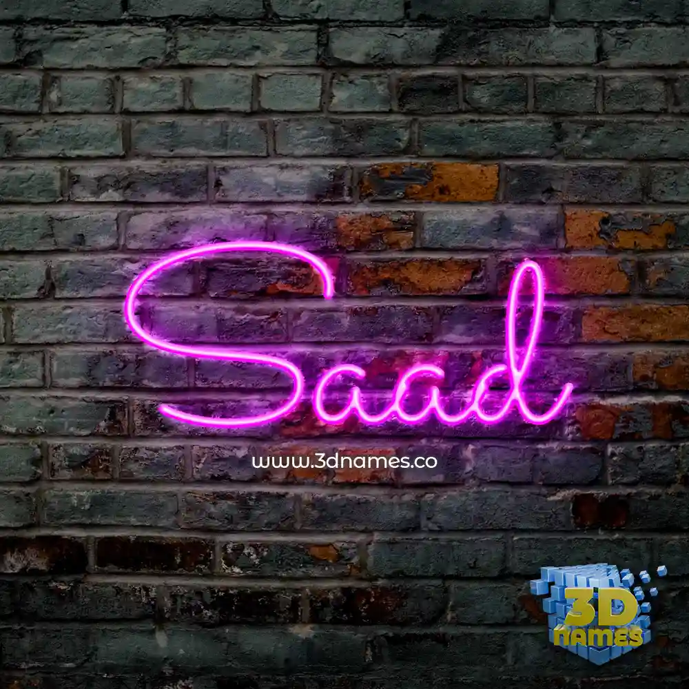 saad in Pink Neon style - 3D name wallpaper