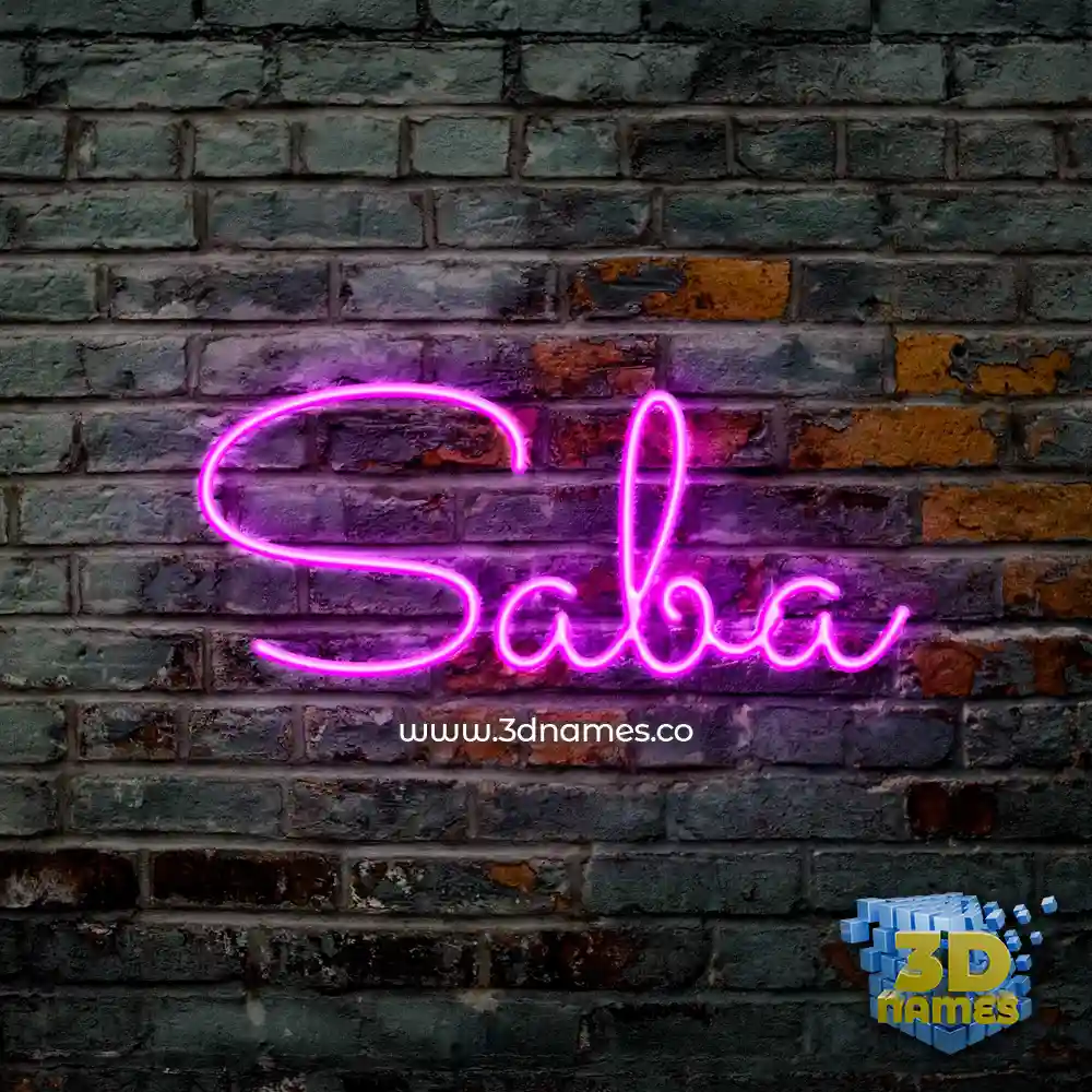 saba in Pink Neon style - 3D name wallpaper