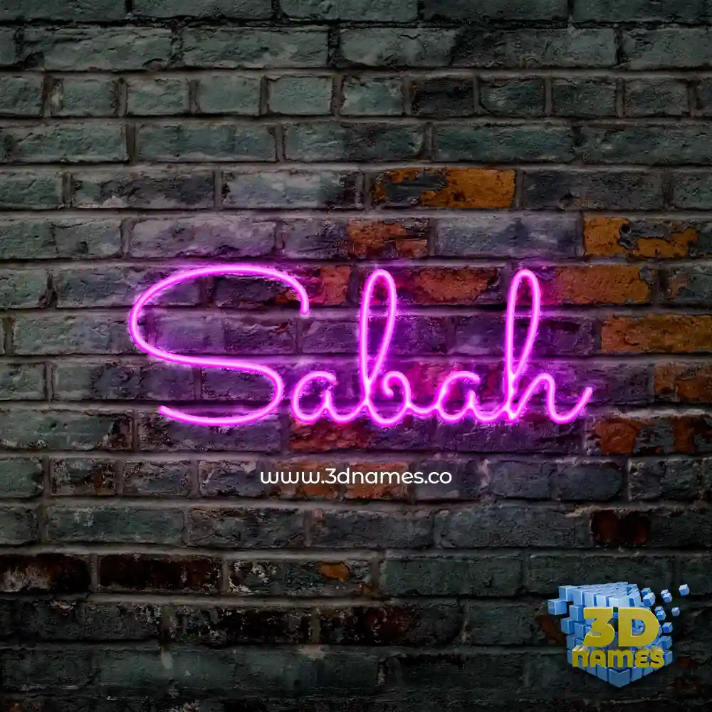 sabah in Pink Neon style - 3D name wallpaper