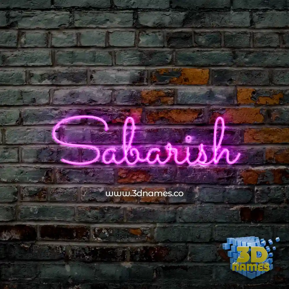 sabarish in Pink Neon style - 3D name wallpaper