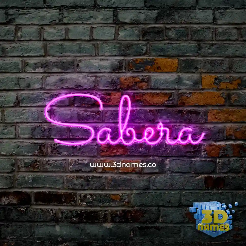 sabera in Pink Neon style - 3D name wallpaper