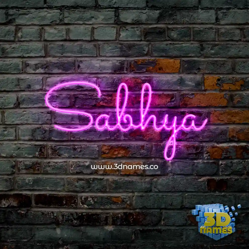sabhya in Pink Neon style - 3D name wallpaper