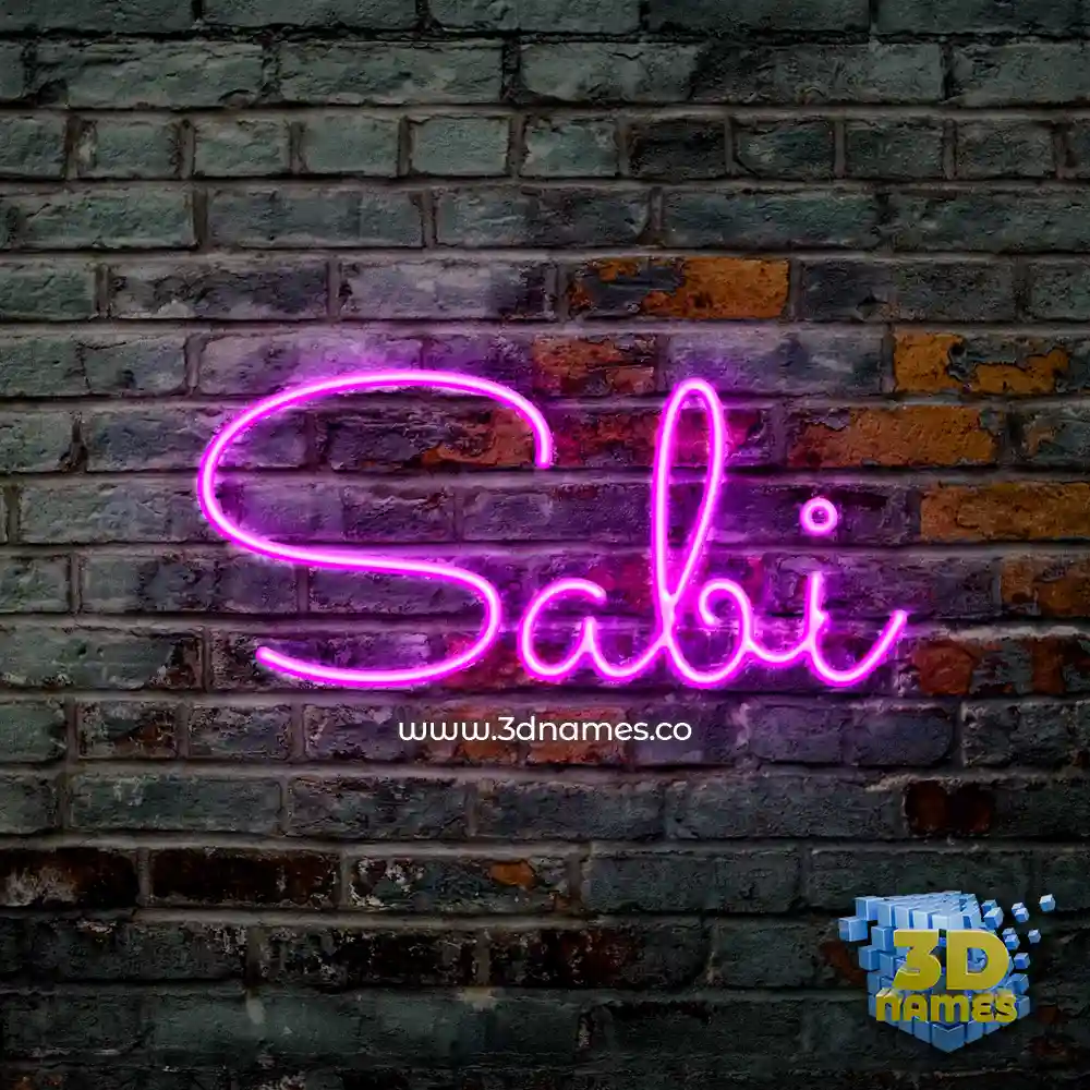 sabi in Pink Neon style - 3D name wallpaper