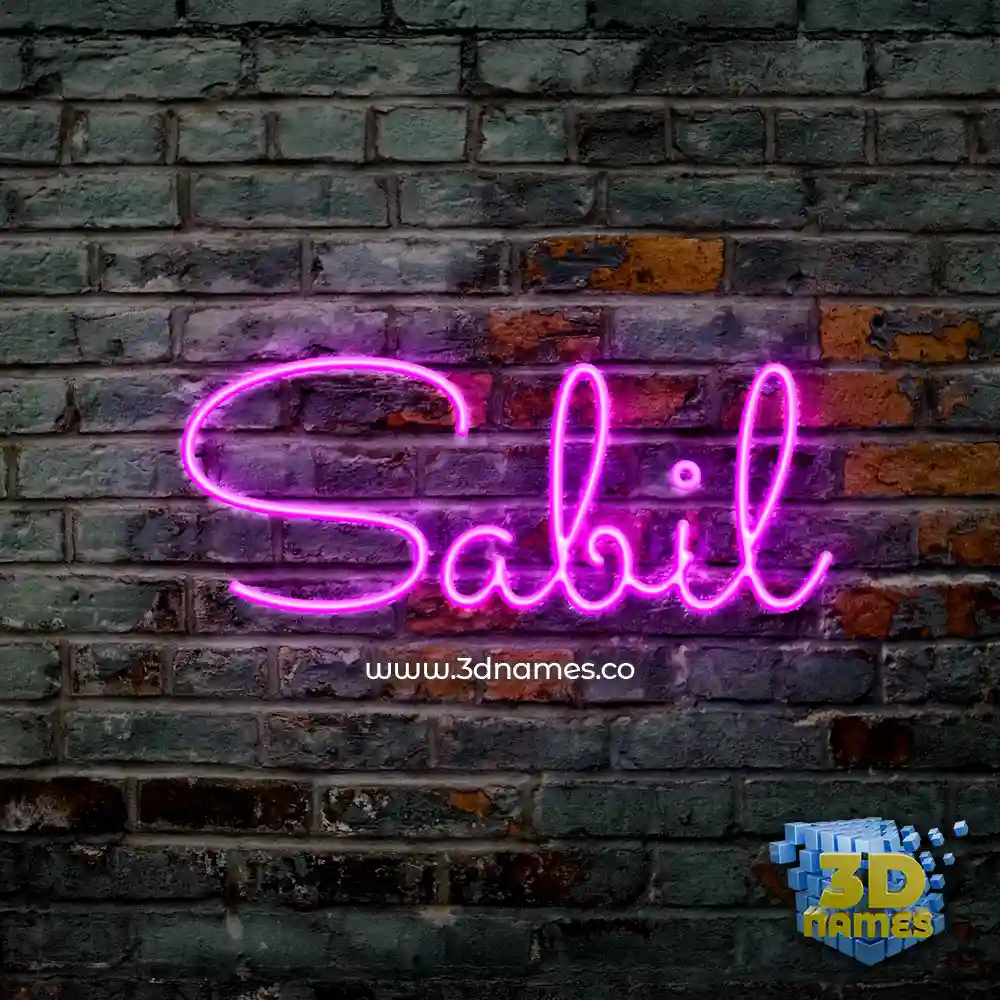 sabil in Pink Neon style - 3D name wallpaper