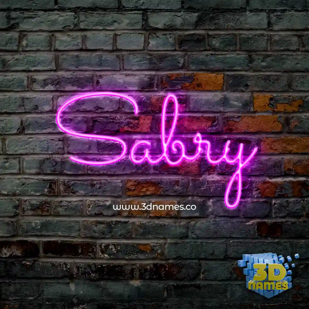 sabry in Pink Neon style - 3D name wallpaper