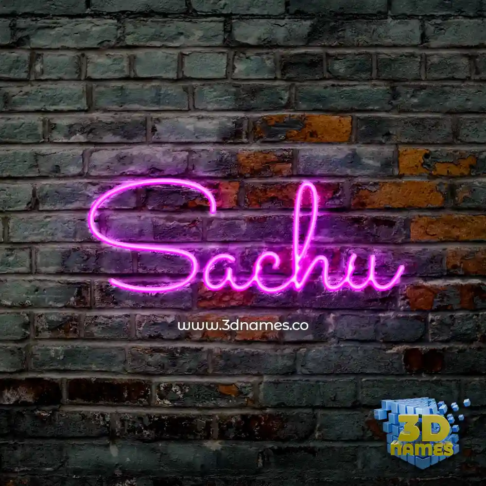 sachu in Pink Neon style - 3D name wallpaper