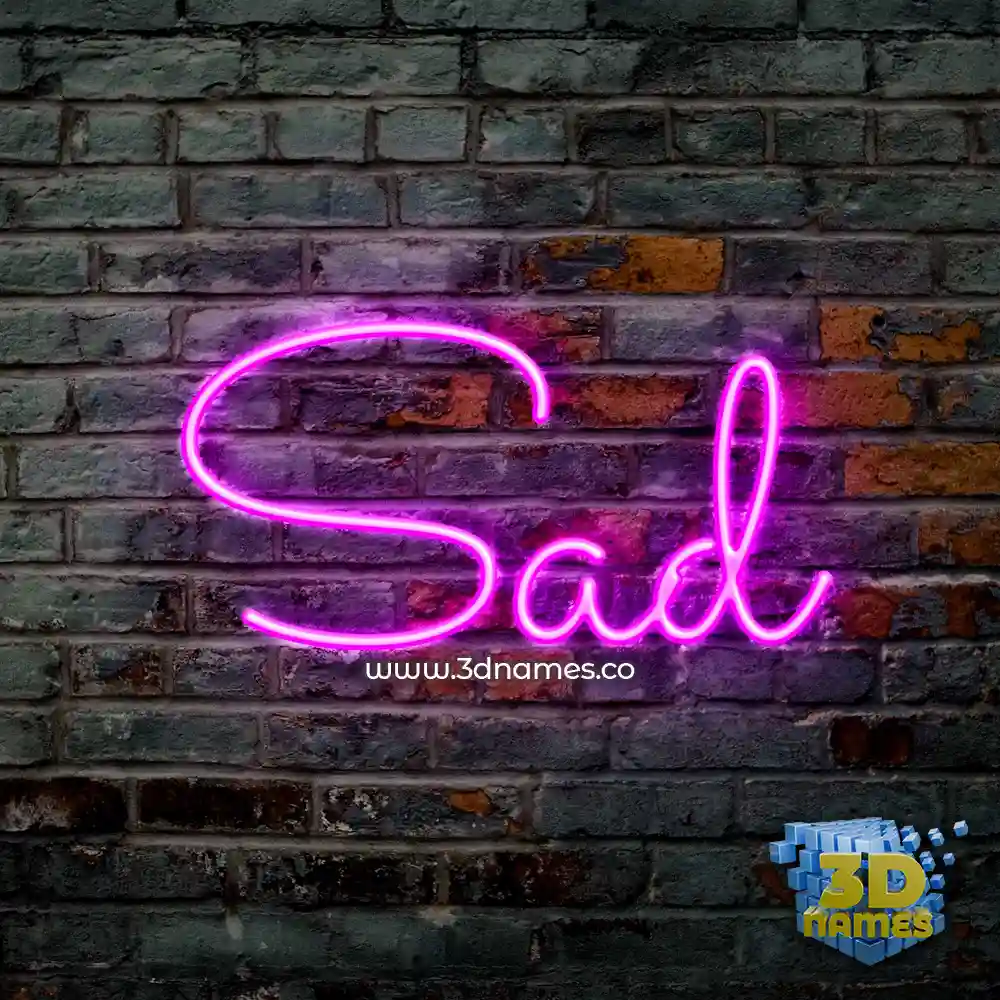 sad in Pink Neon style - 3D name wallpaper