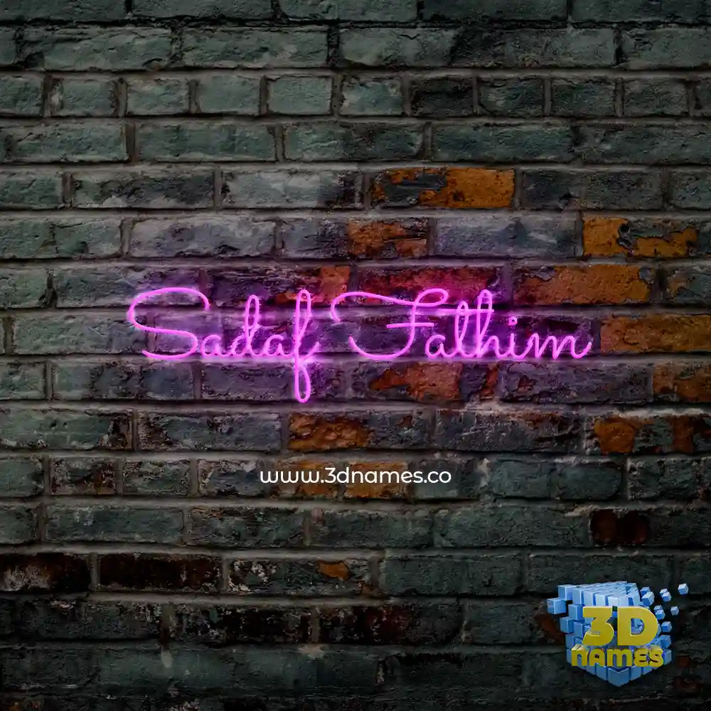 sadaf fathim in Pink Neon style - 3D name wallpaper