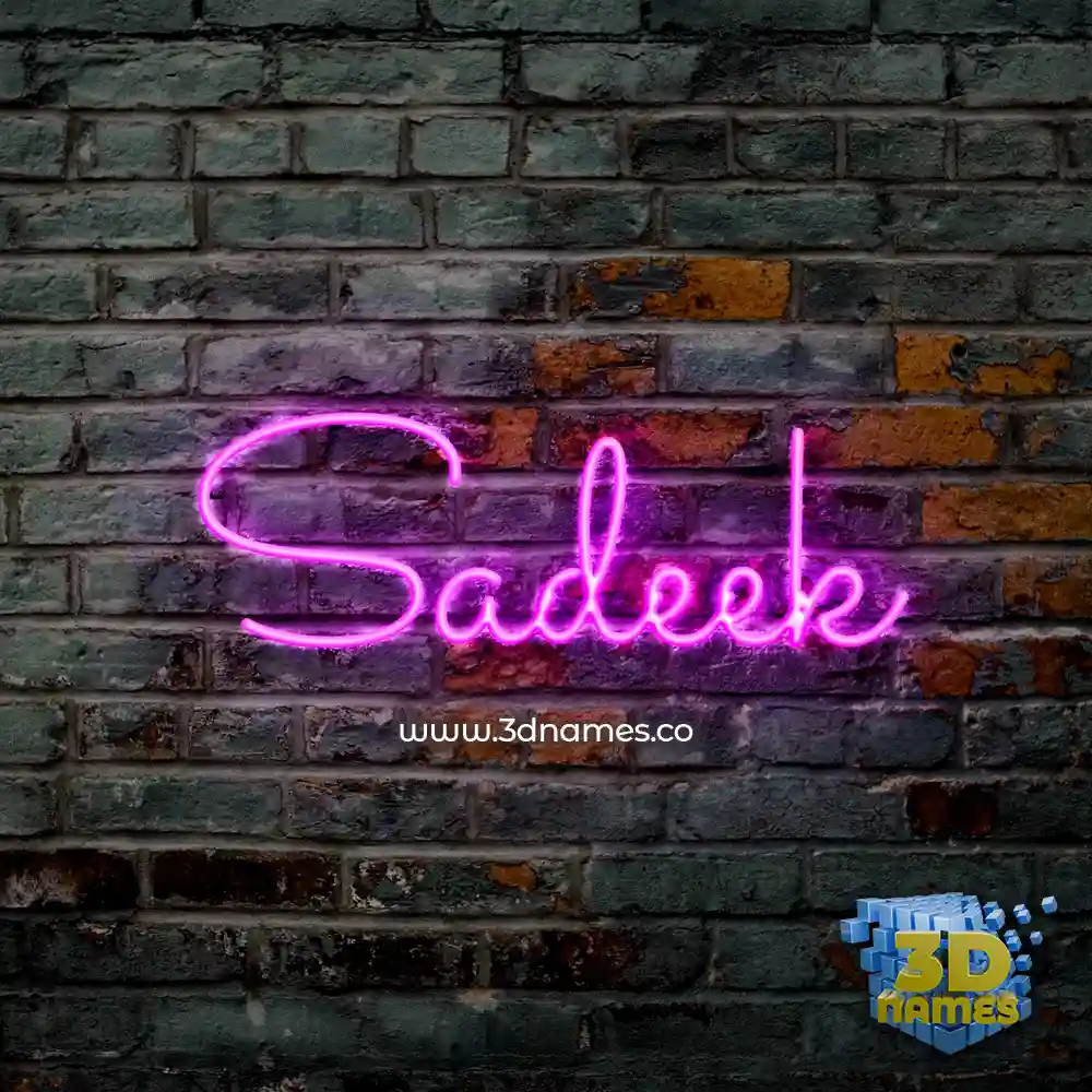 sadeek in Pink Neon style - 3D name wallpaper