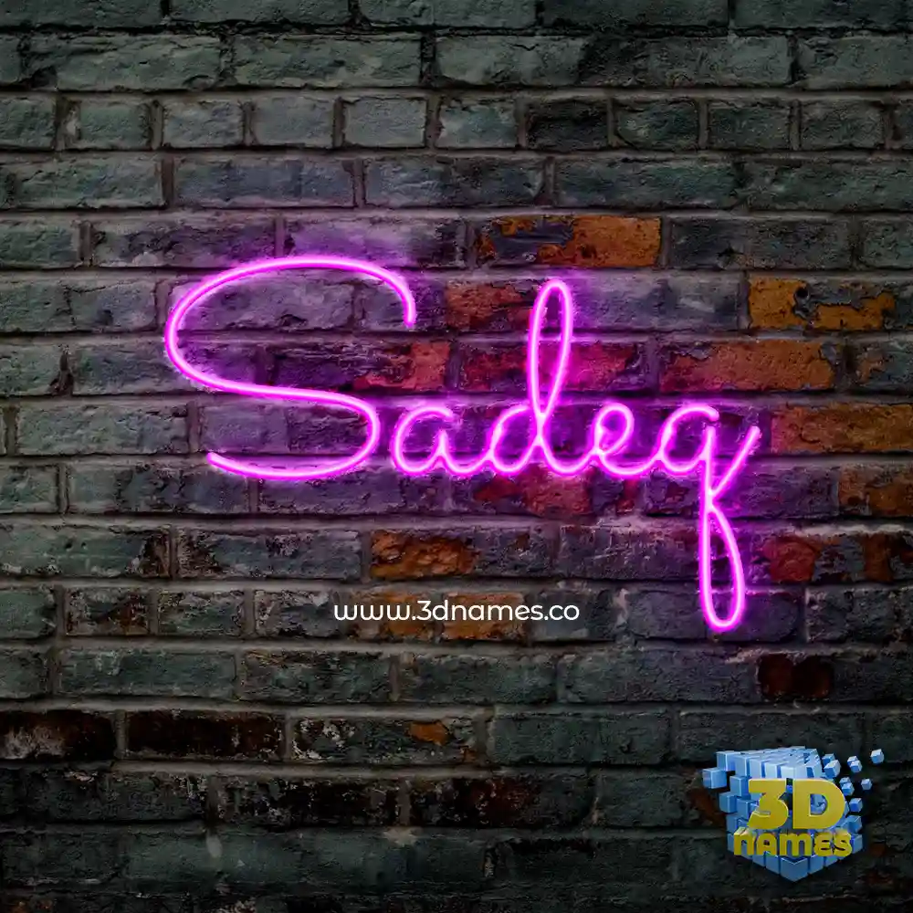 sadeq in Pink Neon style - 3D name wallpaper