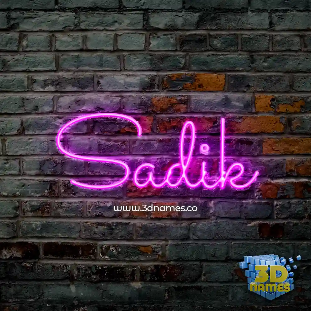 sadik in Pink Neon style - 3D name wallpaper