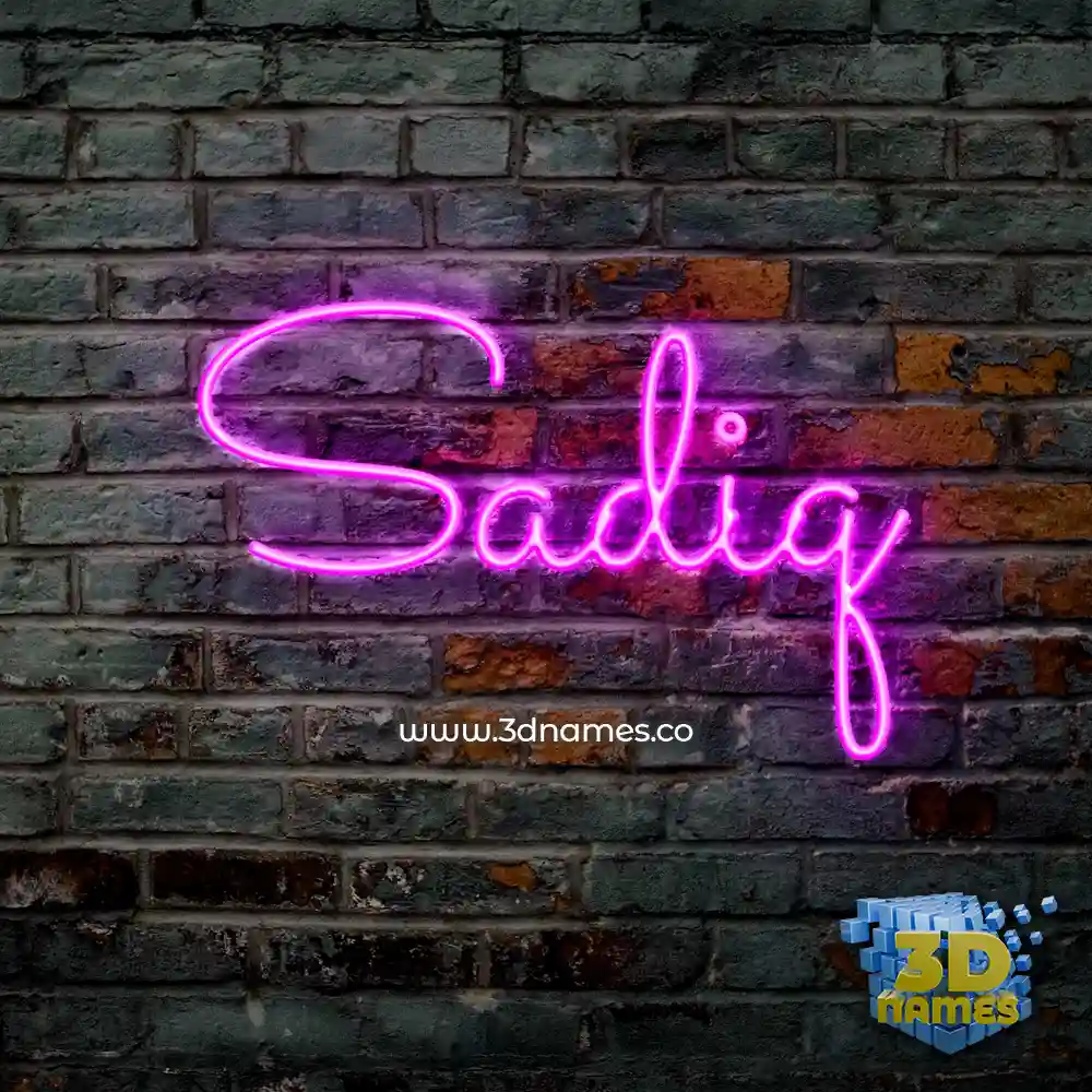 sadiq in Pink Neon style - 3D name wallpaper