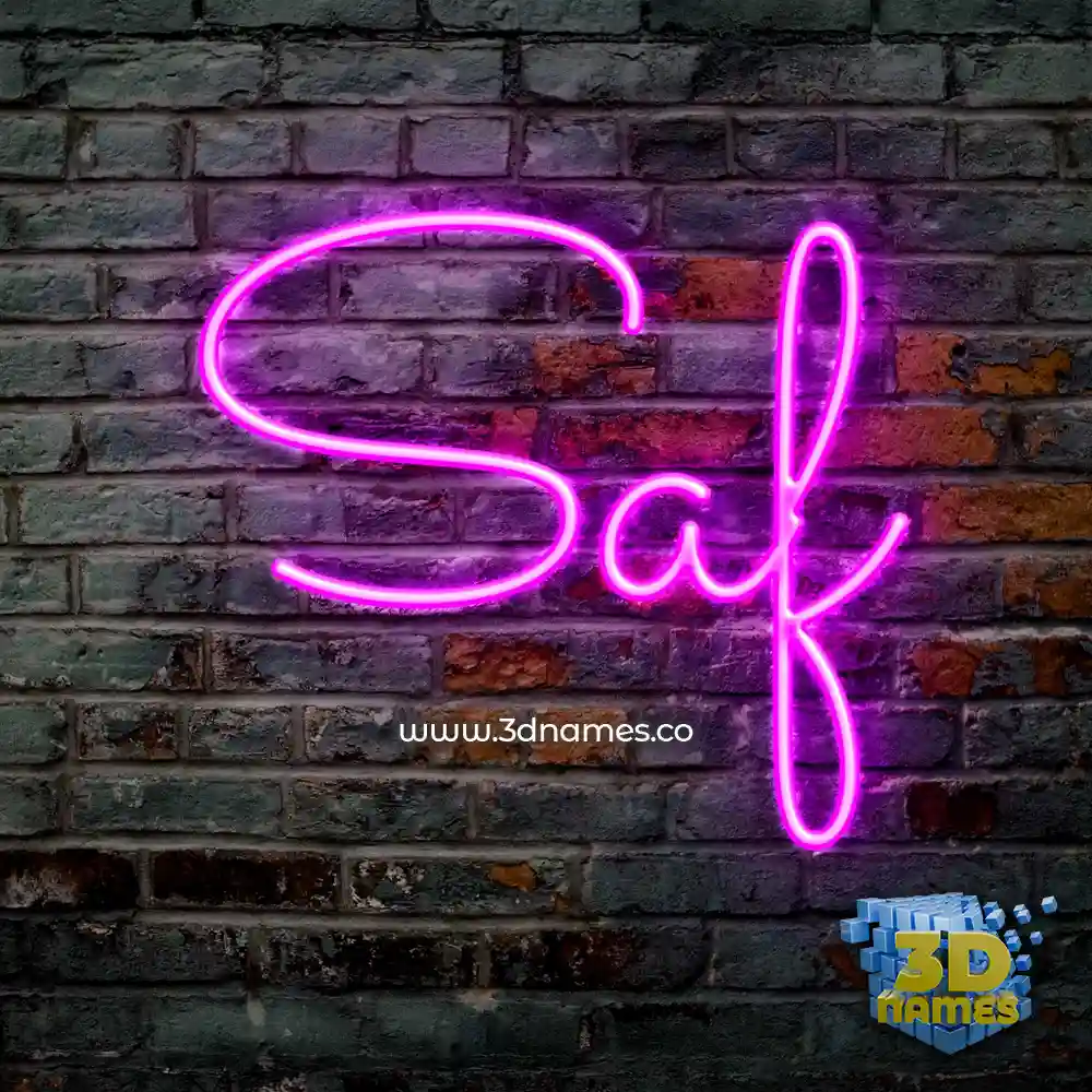 saf in Pink Neon style - 3D name wallpaper