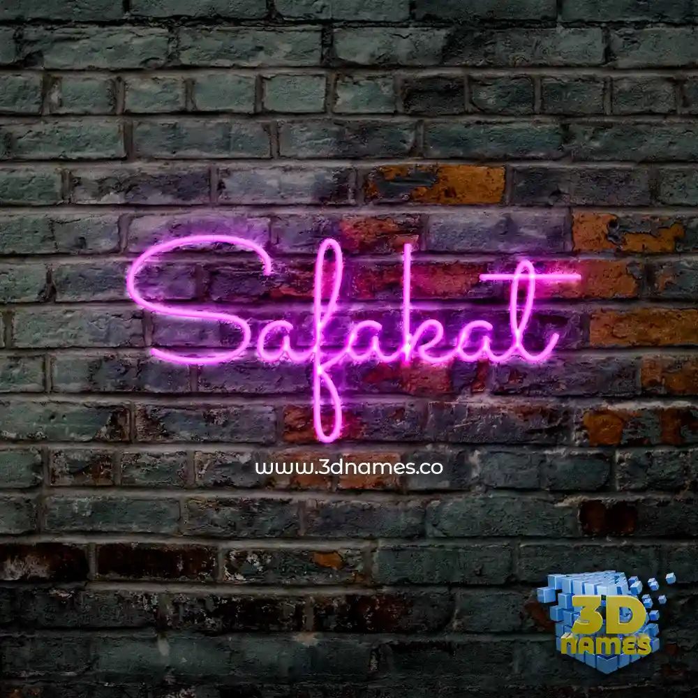 safakat in Pink Neon style - 3D name wallpaper