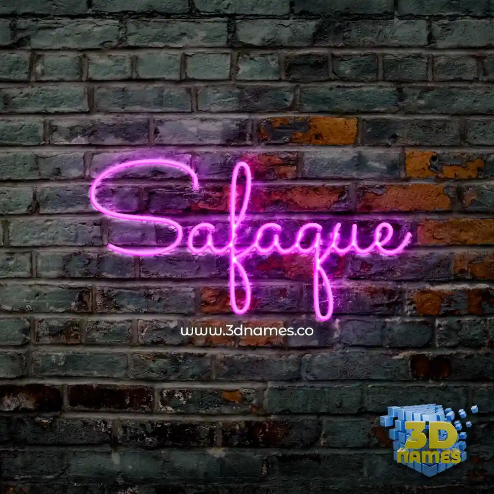 safaque in Pink Neon style - 3D name wallpaper