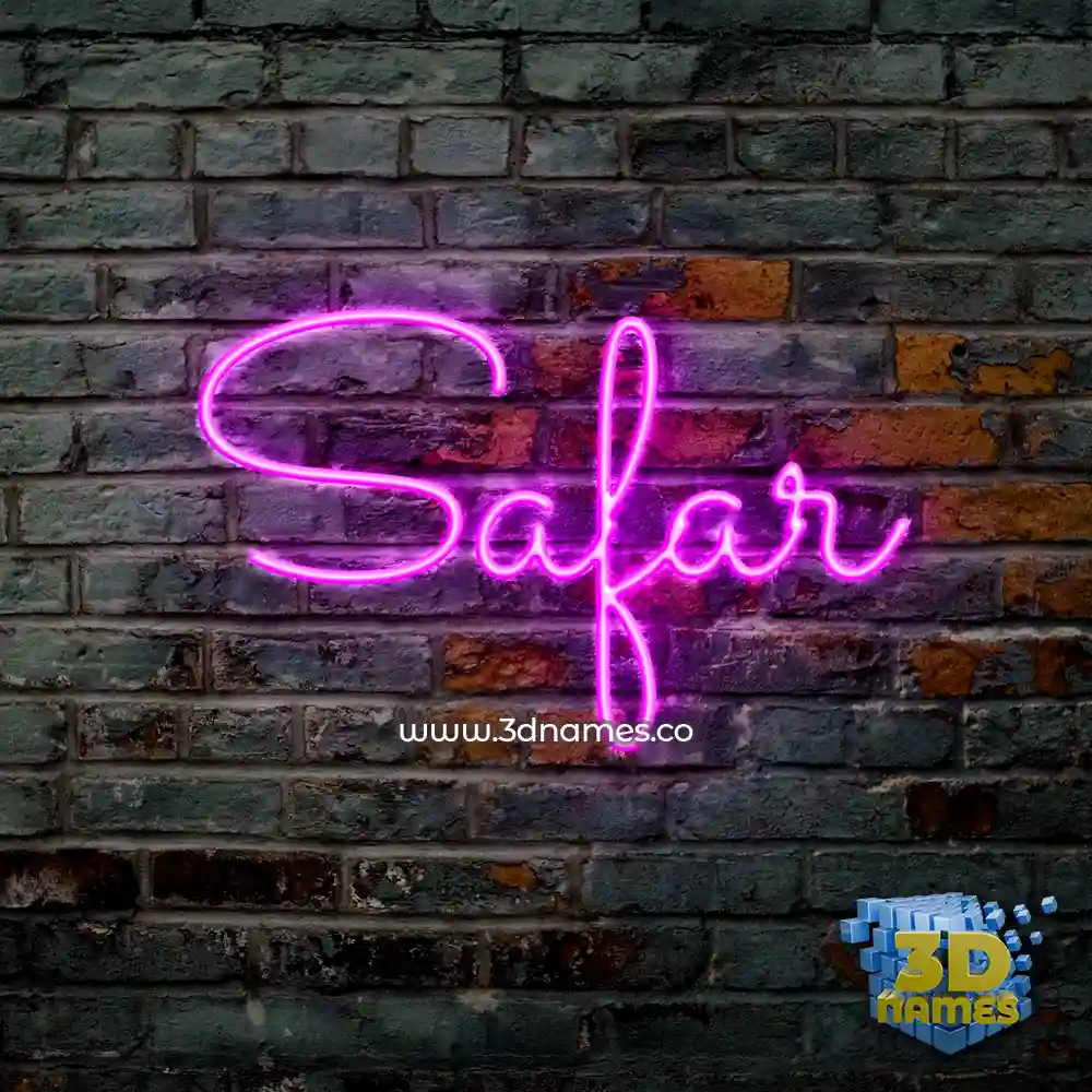 safar in Pink Neon style - 3D name wallpaper