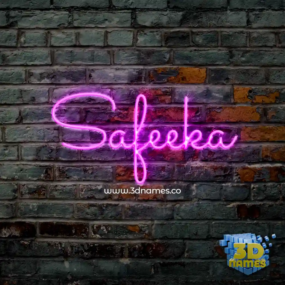 safeeka in Pink Neon style - 3D name wallpaper